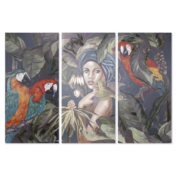 Kép papagáj vászon, lucfenyő 90x3x190 cm zöld 3 féle
