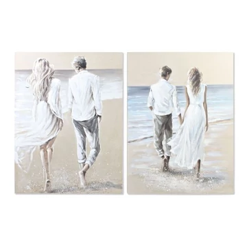 Kép pár strand vászon, fenyő, kézzelfestett 90x4x120,5 cm színes 2 féle