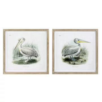 Kép pelikán lucfenyő, üveg 60x2x60 cm bézs, zöld 2 féle