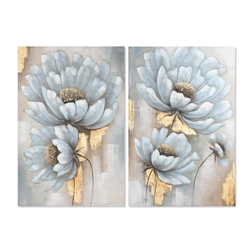 Kép pipacsok vászon, mdf 80x3x120 cm kék, arany 2 féle