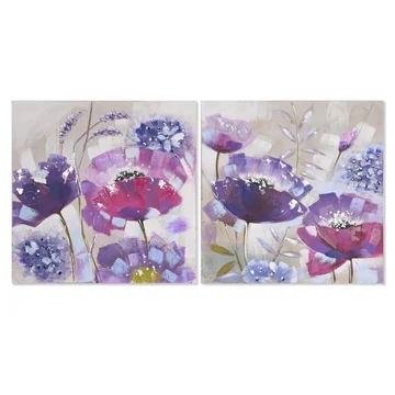 Kép pipacsos vászon, fenyő 80x3,5x80 cm lila 2 féle