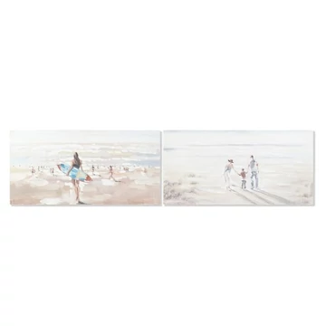 Kép strand vászon, fenyő, kézzelfestett 120x3,7x60 cm bézs, kék 2 féle
