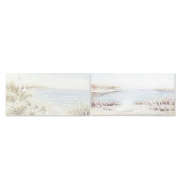 Kép strand vászon, fenyő, kézzelfestett 140x3,7x70 cm kék, bézs 2 féle