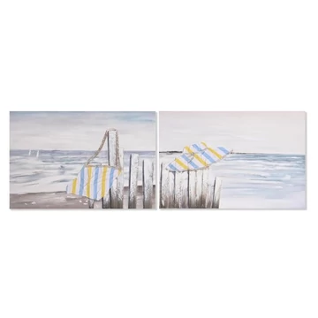 Kép strand vászon, mdf 90x2,5x60 cm kék, bézs 2 féle