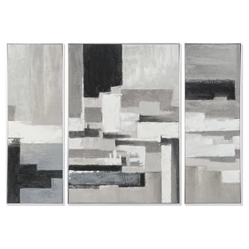 Kép szett absztrakt vászon, hungarocell 140x3,5x100 cm szürke, fehér S/3