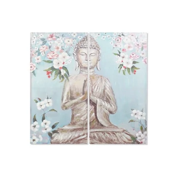 Kép szett Buddha kézzel festett vászon 140x3x140 cm kék, bézs S/2