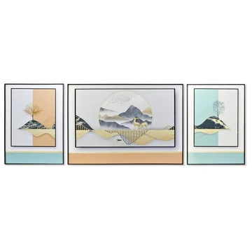 Kép szett hegyek alumínium, mdf 200x3x70 cm színes S/3