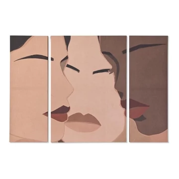 Kép szett lányok vászon, mdf 140x3,8x100 cm barna S/3