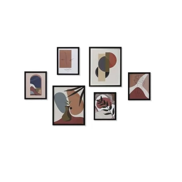 Kép szett modern keretes hungarocell, mdf 40x2x50 cm bézs, fekete S/6