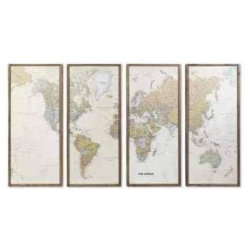 Kép szett világtérkép fa 200x3,5x120 cm bézs, zöld S/4
