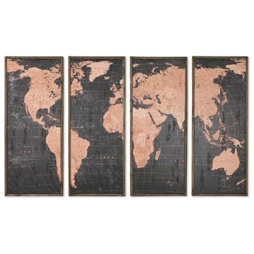 Kép szett világtérkép keretes lucfenyő 200x3,5x120 cm fekete, barna S/4
