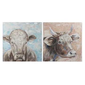 Kép tehén vászon, fenyő 100x3,5x100 cm kék, pink 2 féle