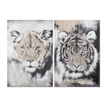 Kép tigris oroszlán vászon, mdf 80x3x120 cm bézs, fekete 2 féle