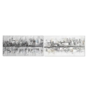 Kép város absztrakt vászon, mdf 120x2,8x60 cm színes 2 féle