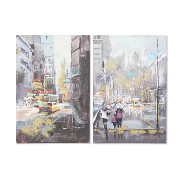 Kép város vászon, mdf 60x3x90 cm színes 2 féle