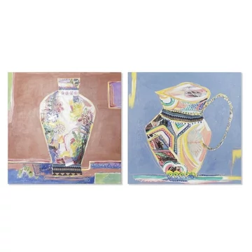Kép vázák vászon, fenyő, kézzelfestett 80x2,8x80 cm színes 2 féle