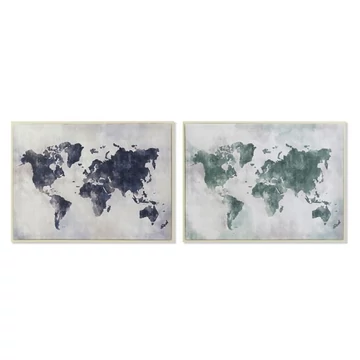 Kép világtérkép vászon, hungarocell 82x3x62 cm zöld, kék 2 féle