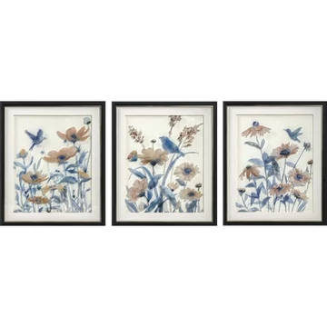 Kép virágok mdf, üveg 50x2x60 cm kék, bézs 3 féle
