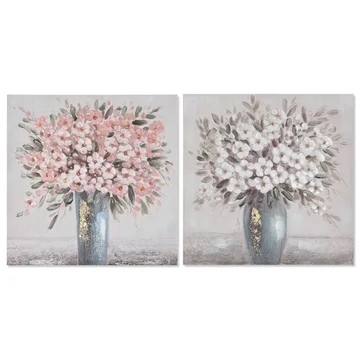 Kép virágok vászon, mdf 60x2x60 cm fehér, pink 2 féle
