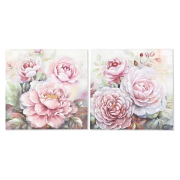 Kép virágos vászon, mdf 80x3x80 cm pink 2 féle