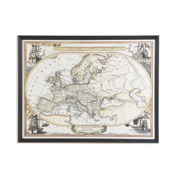 Képvilágtérkép keretes üveg, hungarocell 83,5x3x63,5 cm bézs, fekete