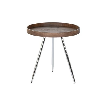 Kisasztal acél, mdf 45,8x45,8x47,5 cm sötétbarna, ezüst