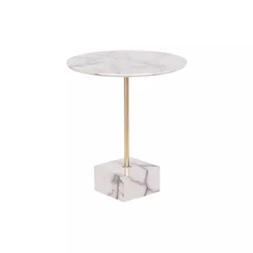 Kisasztal acél, poly 45x45x50 cm fehér, arany