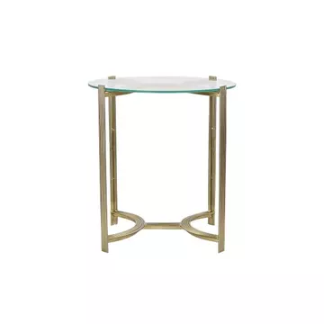 Kisasztal acél, üveg 45x45x49 cm arany