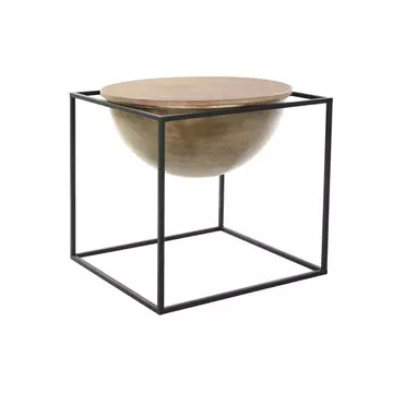 Kisasztal fém, fa 64x64x62,5 cm fekete, barna