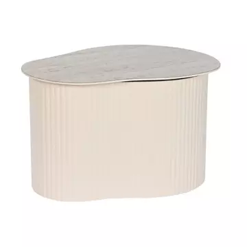 Kisasztal fém, kerámia 70x46x38 cm fehér