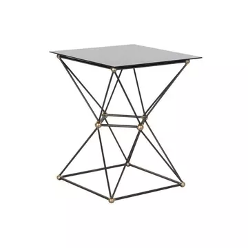Kisasztal fém, üveg 45x45x55,5 cm fekete, arany
