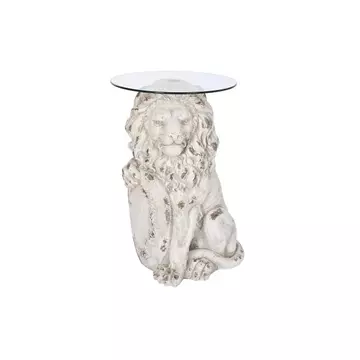 Kisasztal oroszlán magnézia, üveg 52x44x72 cm fehér
