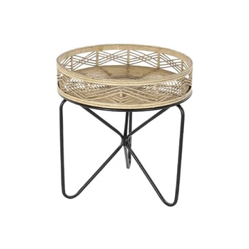 Kisasztal rattan, bambusz 50x50x52 cm barna, fekete