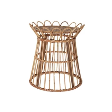 Kisasztal rattan, üveg 42x42x45 cm barna
