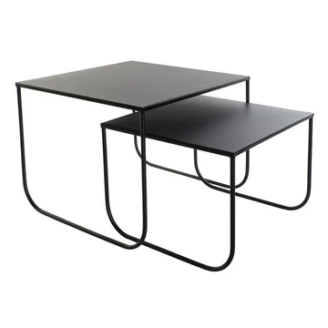 Kisasztal szett fém 45x45x35 cm fekete S/2