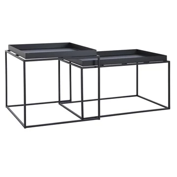Kisasztal szett fém 80x50x45 cm fekete S/2