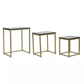 Kisasztal szett márvány, fém 50x35x60 cm fekete, arany S/3