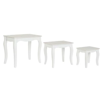 Kisasztal szett mdf, fa 53x35x47 cm világosbarna, fehér S/3
