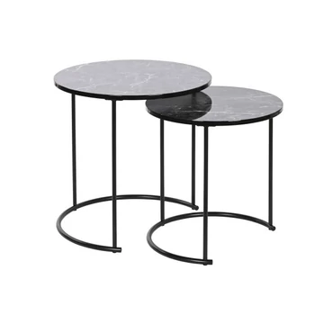 Kisasztal szett mdf, fém 42x42x44 cm fekete S/2