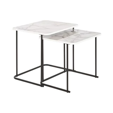 Kisasztal szett mdf, fém 51x43x49 cm fehér S/2