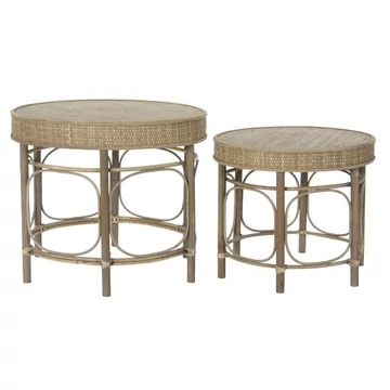 Kisasztal szett rattan 61x61x52 cm natúr S/2