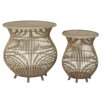 Kisasztal szett rattan 61x61x64 cm natúr S/2