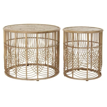Kisasztal szett rattan 63x63x52 cm natúr S/2