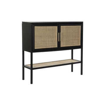 Kisbútor császárfa, mdf, rattan 110x30x100 cm fekete, natúr
