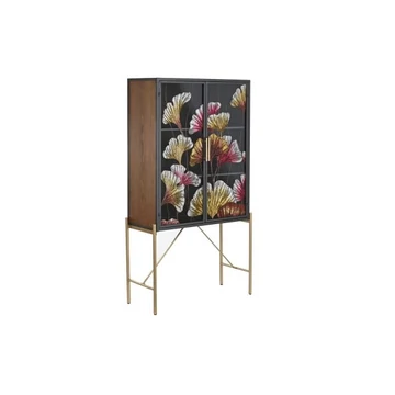 Kisbútor leveles fém, üveg 85x35x155 cm színes
