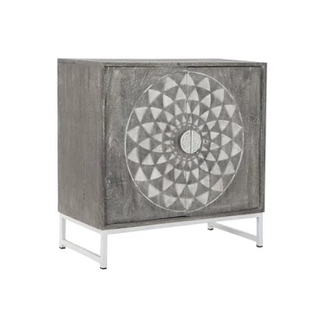 Kisbútor Mandala mangófa, fém 81x38x81 cm szürke, fehér