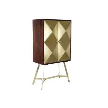 Kisbútor mangófa, akácfa 84x43x156,5 cm sötétbarna, arany