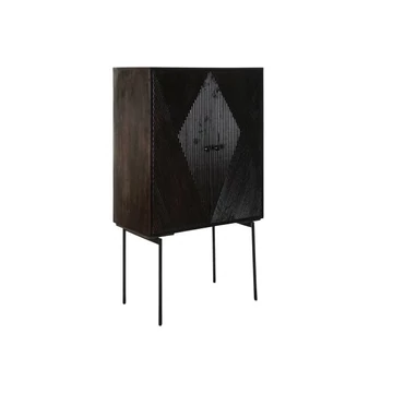 Kisbútor mangófa, fém 84x43x153,5 cm sötétbarna, fekete