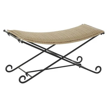 Kispad fém, rattan 94x49x44 cm világosbarna, fekete