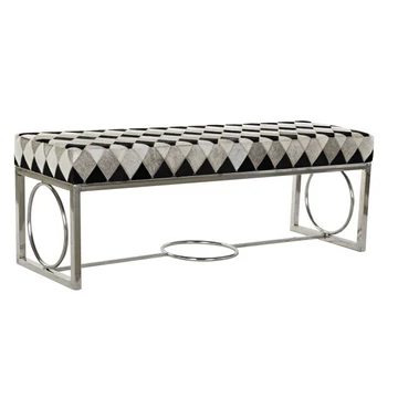 Kispad rombusz bőr, acél 122x41x44 cm fehér, fekete